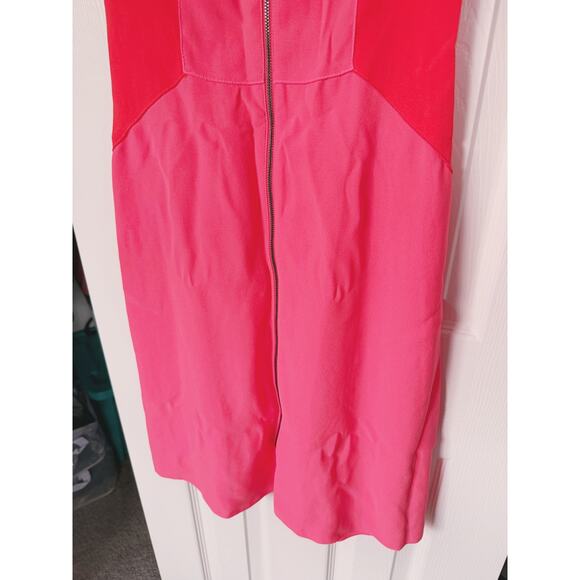 Elie Tahari Colorblock Zipper Sleeveless Mini Dress Pink 0 Feminine Career Bold - Picture 10 of 10